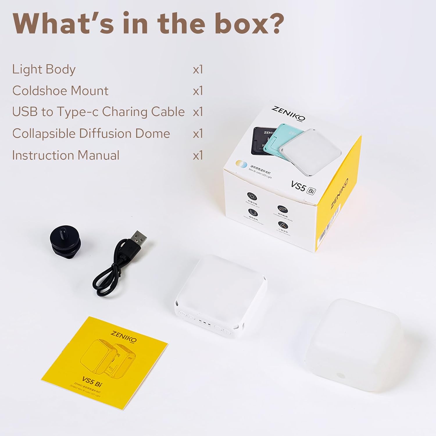 ZENIKO VS5 Bi LED On-Camera Video Light with Soft Diffuser - ZENIKO