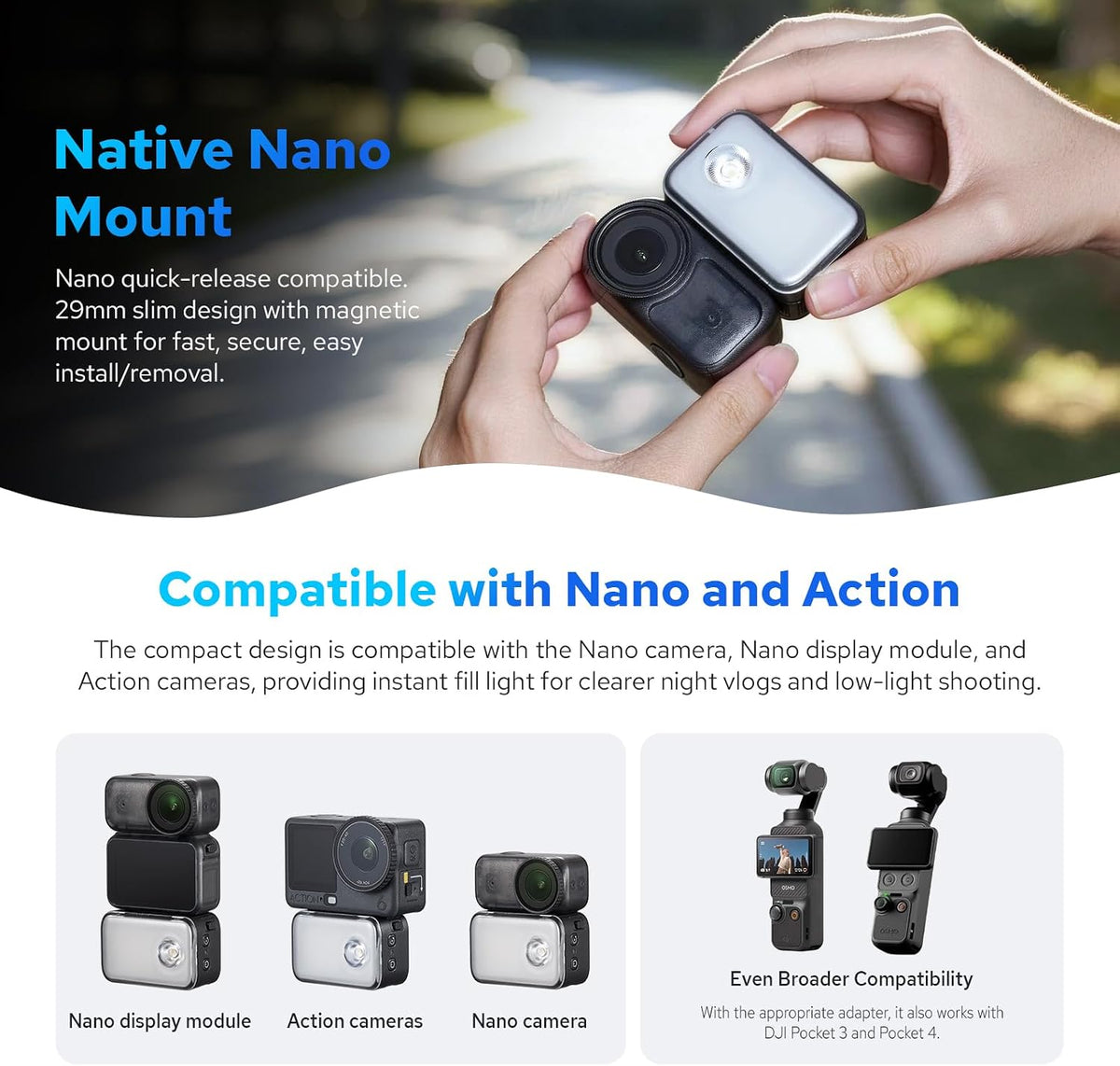 ZENIKO ZN Light Compact Mini Light For DJI Osmo Nano - ZENIKOZENIKO ZN Light Compact Mini Light For DJI Osmo NanoLED LightZENIKO ZN Light Compact Mini Light For DJI Osmo Nano