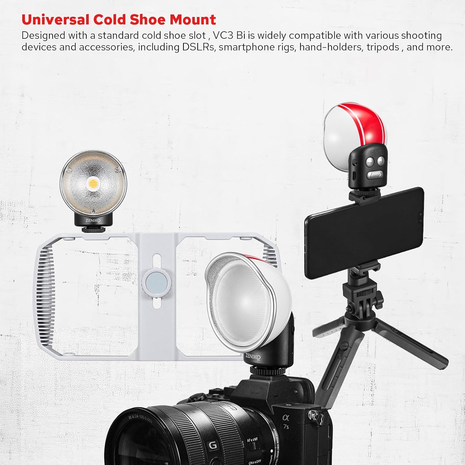 ZENIKO VC3 Bi-Color LED Camera Light with Cold Shoe - ZENIKO